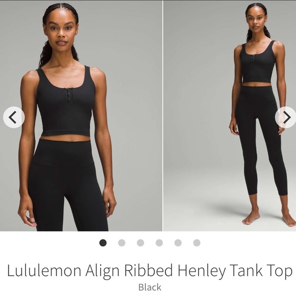Lululemon Align Ribbed Henley Buttons Crop Tank Top Black 2023 Style: W1EKUS 4 - Picture 1 of 6